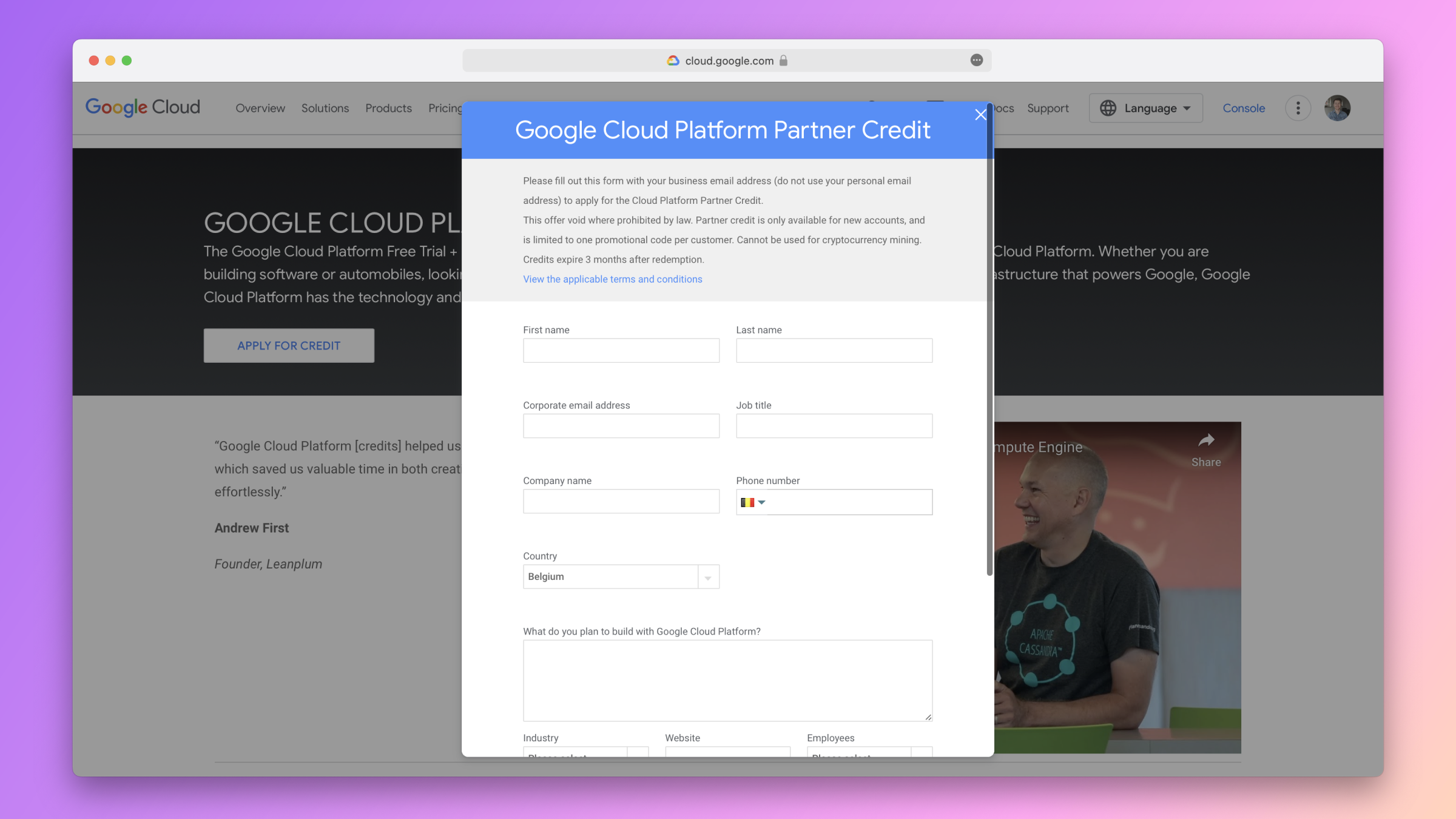 google_cloud_apply_for_partner_credits_form.webp